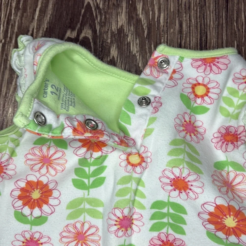 Carter’s 12 month Floral Baby Dress with Bodysuit attached springy colors